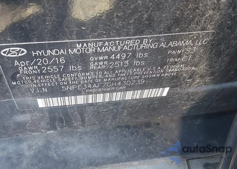 2016 Hyundai Sonata Sport from USA, damaged, VIN 5NPE34AF7GH430239